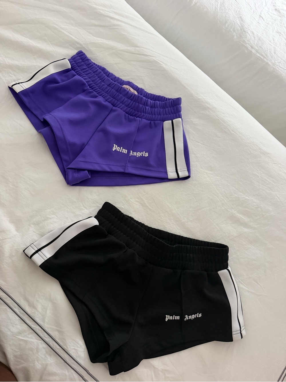 Palm Angels Black Track Shorts with White Trim